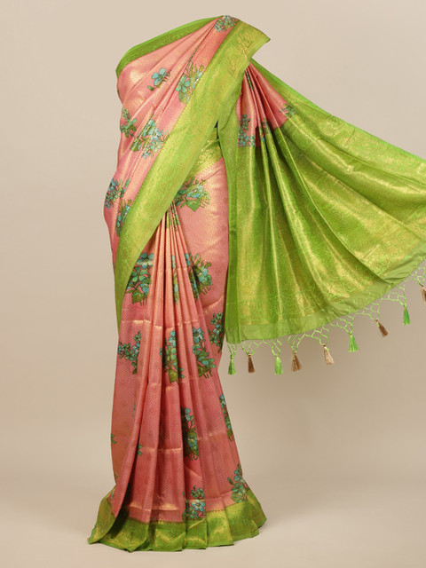 

Pothys Pink Woven Design Zari Jute Silk Saree NA