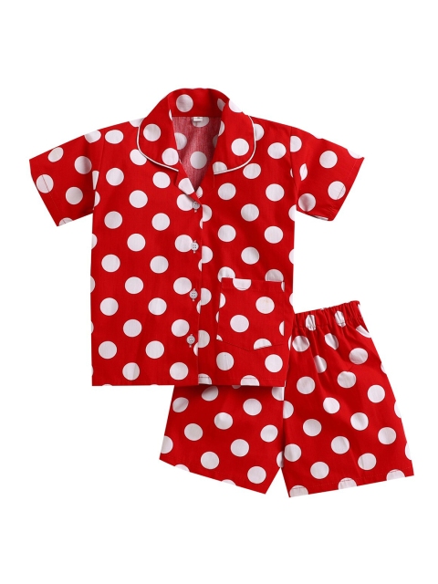 

The Magic Wand Girls Red & White Printed Night Suit