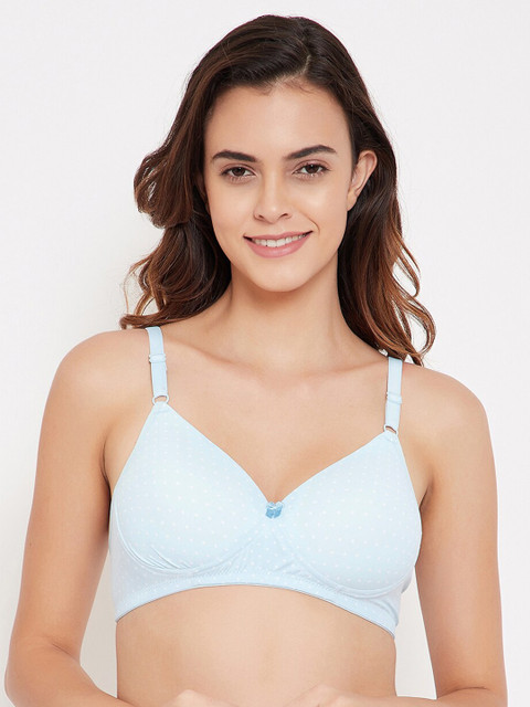 

Clovia Blue Printed Non-Wired Lightly Padded T-shirt Bra BR0935T0336E
