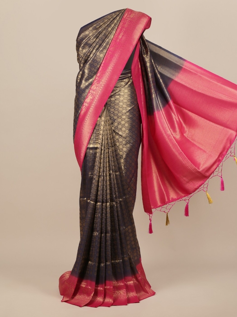 

Pothys Navy Blue Ethnic Motifs Zari Jute Silk Saree