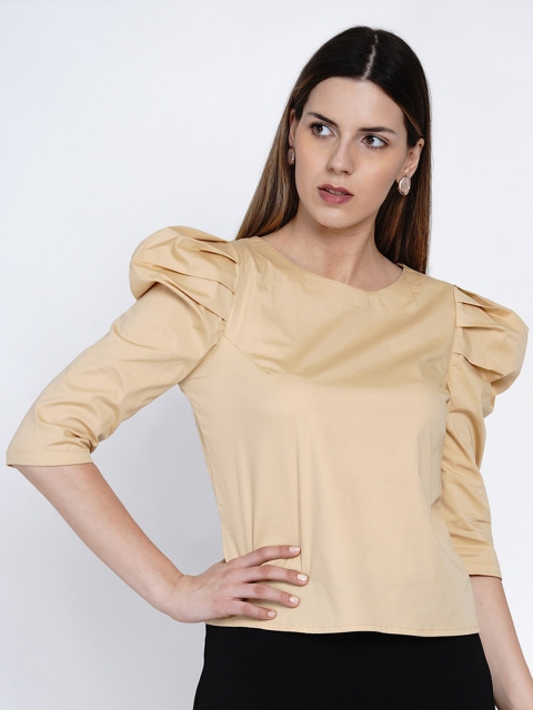 

Samshek Camel Brown Regular Top