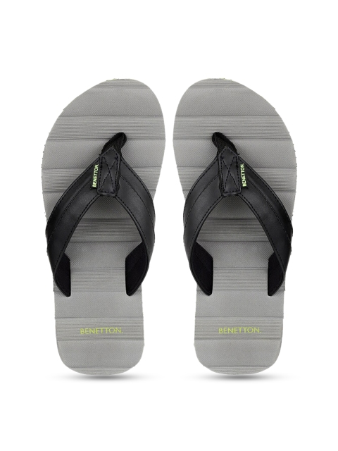 

United Colors of Benetton Men Black & Grey Thong Flip-Flops