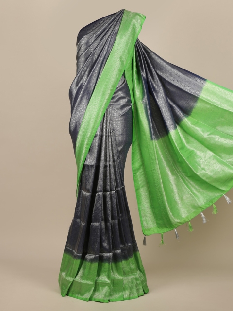

Pothys Navy Blue & Green Woven Design Zari Jute Silk Saree