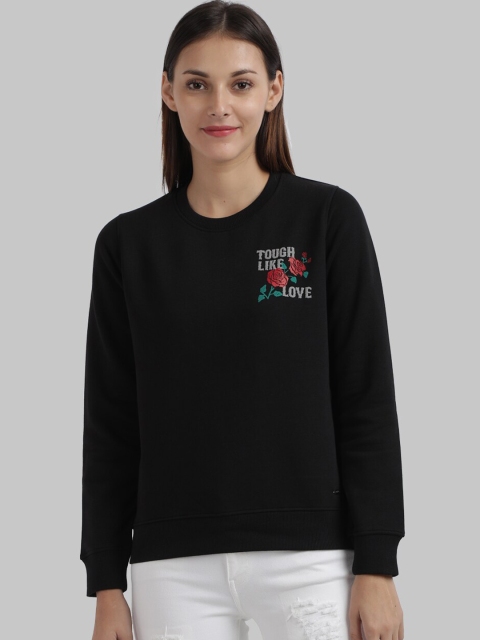 

Parx Women Black Solid Sweatshirt