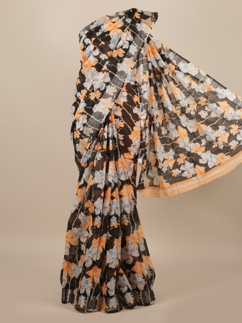 

Pothys Black Floral Jute Silk Saree