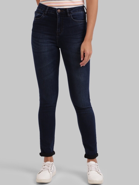 

Parx Women Navy Blue Skinny Fit Clean Look Light Fade Jeans