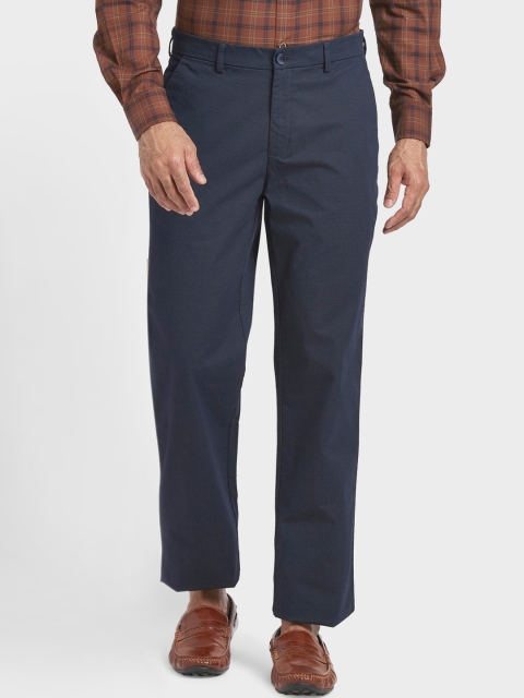 

ColorPlus Men Navy Blue Printed Tapered Fit Regular Trousers