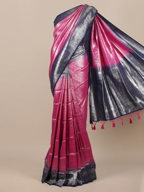 

Pothys Magenta & Navy Blue Woven Design Zari Jute Silk Saree