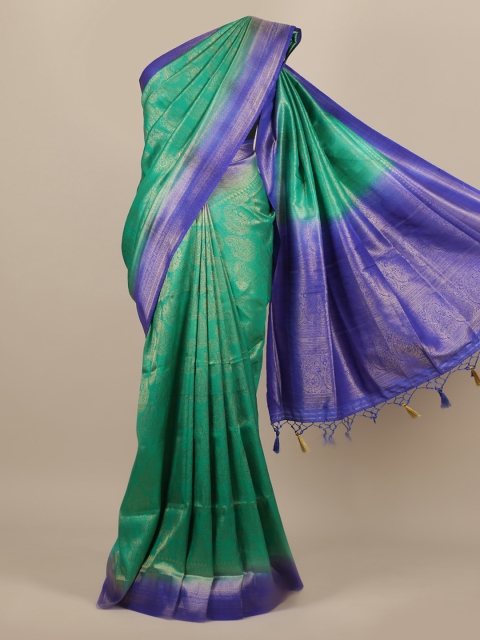 

Pothys Green & Blue Woven Design Zari Jute Silk Saree