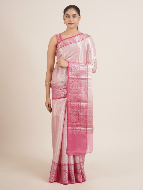 

Pothys Pink Woven Design Zari Tissue Saree