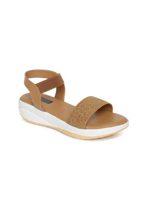 

ESTATOS Brown Printed Wedge Sandals