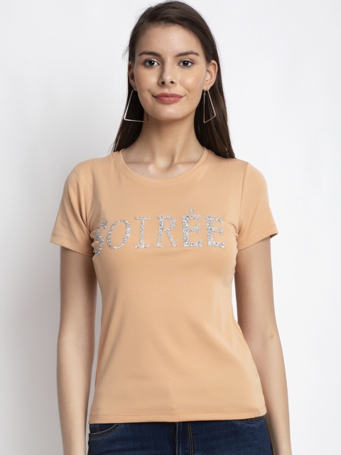 

Global Republic Beige & Silver Embellished Regular Top