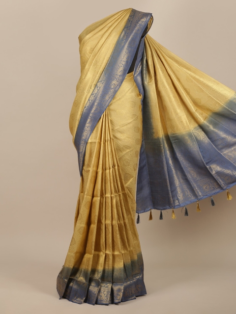 

Pothys Gold-Toned Zari Jute Silk Heavy Work Saree