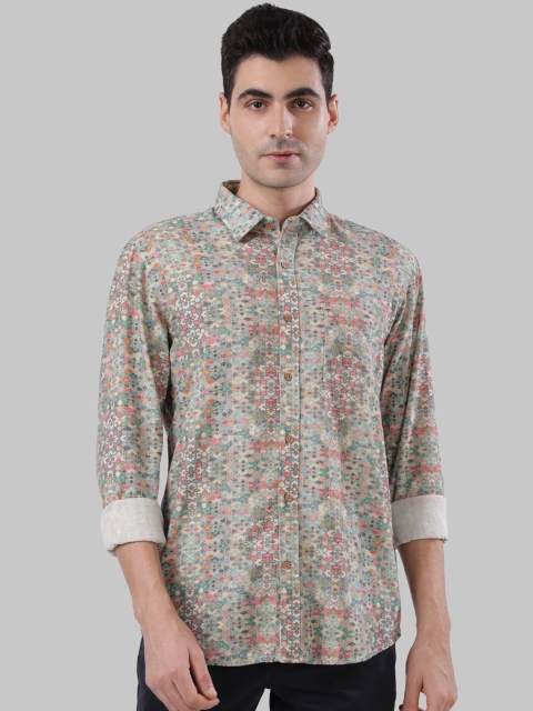 

Ethnix by Raymond Men Navy Blue & Pink Tailored Fit Printed Casual Shirt