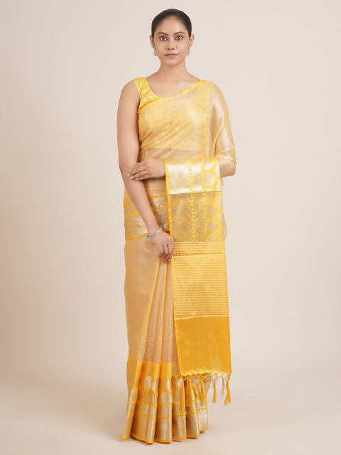

Pothys Yellow Ethnic Motifs Zari Tissue Saree