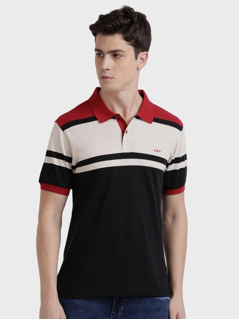 ColorPlus Men Maroon Colourblocked Polo Collar T-shirt