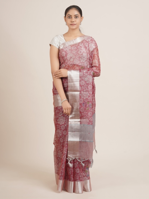 

Pothys Pink Floral Tissue Saree