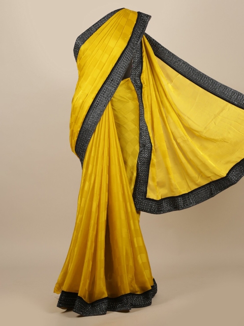 

Pothys Yellow Solid Poly Chiffon Saree