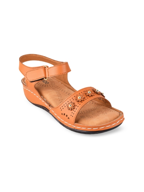 

CALZADO Women Tan Embellished Wedges
