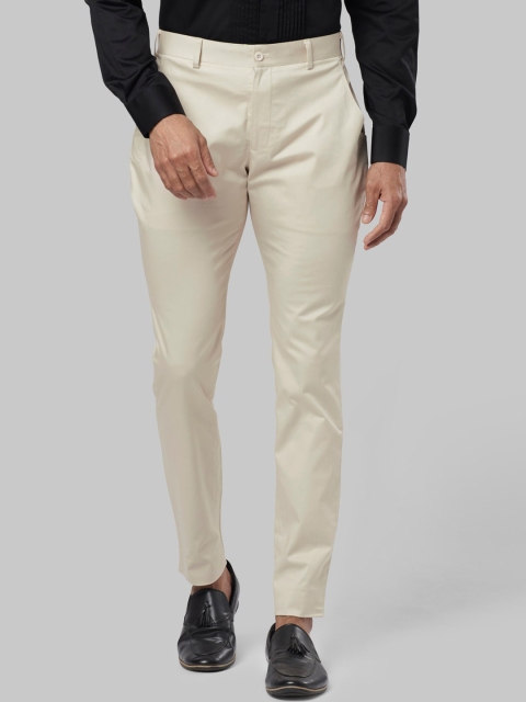 

Ethnix by Raymond Men Beige Tapered Fit Regular Trousers