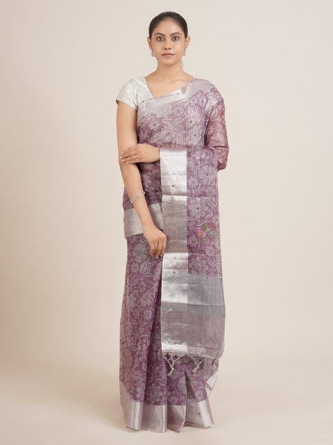 

Pothys Purple Floral Tissue Saree