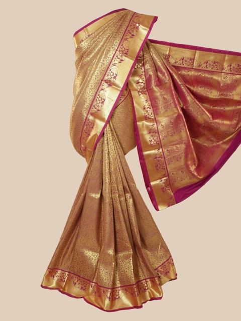 

Pothys Purple & Gold Woven Design Zari Pure Silk Kanjeevaram Saree
