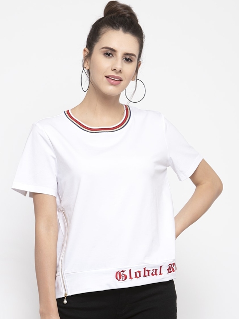 

Global Republic White Brand Logo Regular Top