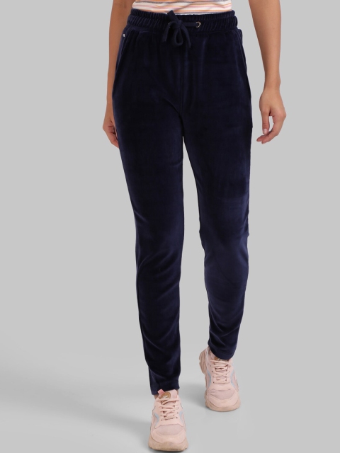 

Parx Women Navy Blue Solid Velvet Trousers