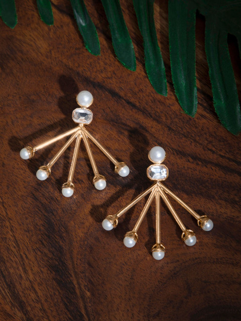 

INDYA Gold-Toned Contemporary Drop Earrings