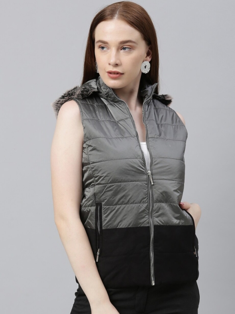 

Park Avenue Woman Women Grey Colourblocked Crop Puffer Jacket