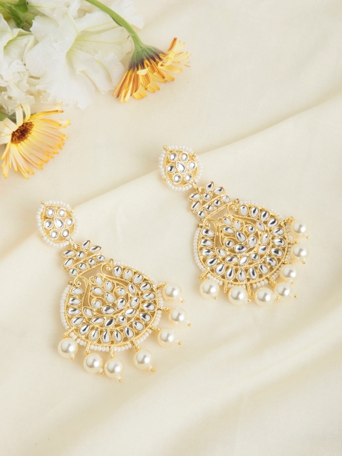 

INDYA Gold-Toned Contemporary Drop Earrings