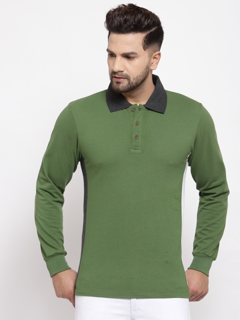 

Kalt Men Green Solid Polo Collar T-shirt