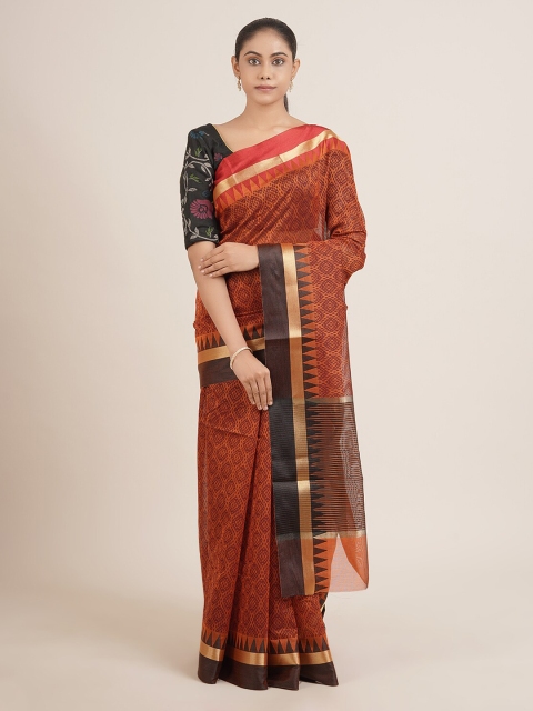 

Pothys Rust Brown Saree Chanderi