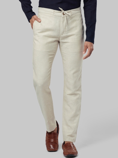

Ethnix by Raymond Men Beige Tapered Fit Regular Trousers Regular Trousers