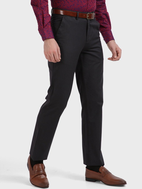 

ColorPlus Men Charcoal Black Tapered Fit Formal Trousers