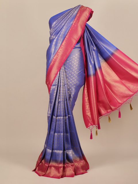 

Pothys Blue Woven Design Zardozi Jute Silk Saree NA