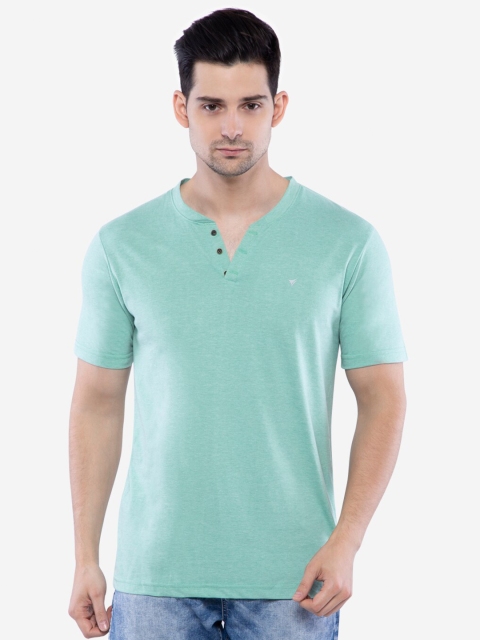 

NEVA Men Green Solid Henley Neck T-shirt