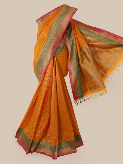 

Pothys Orange Woven Design Zari Pure Silk Saree Banarasi