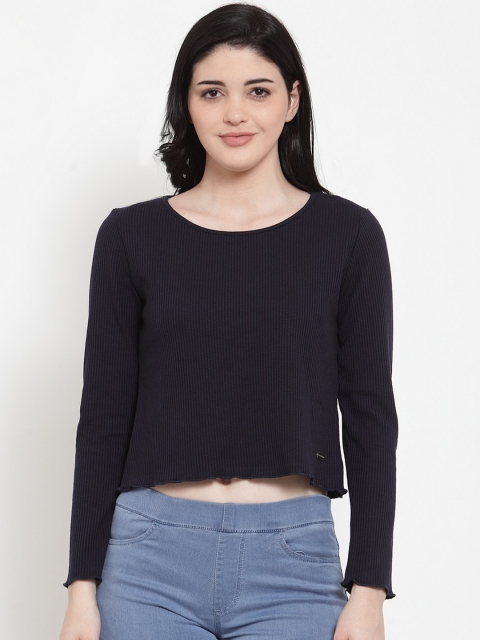 

Global Republic Navy Blue Regular Crop Top