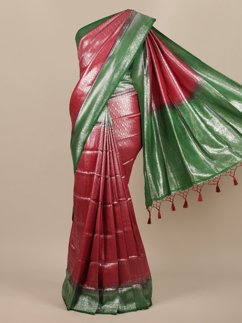 

Pothys Maroon & Green Woven Design Jute Silk Saree