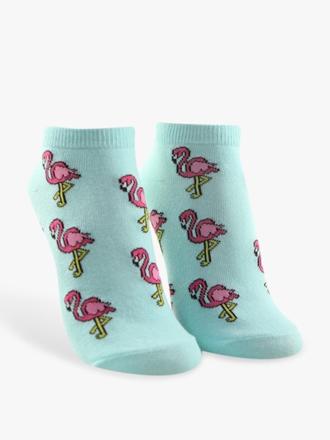 

FOREVER 21 Women Blue & Pink Flamingo Patterned Ankle-Length Casual Socks