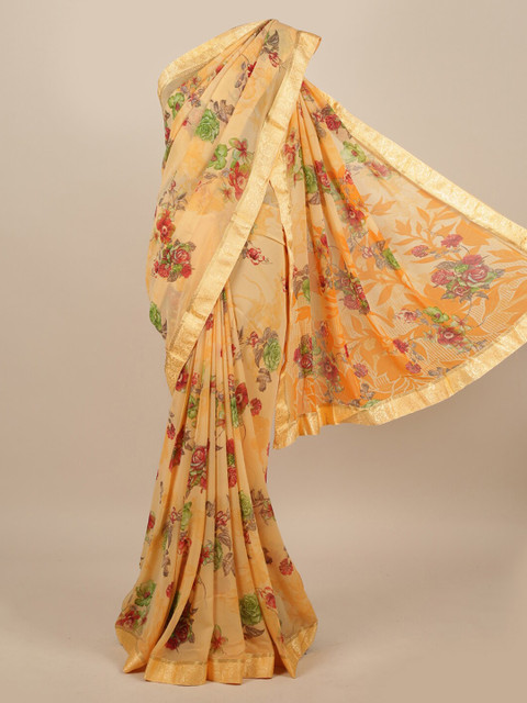 

Pothys Peach-Coloured Floral Saree