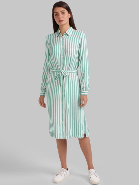 

Parx Green & White Striped Shirt Dress with Belt