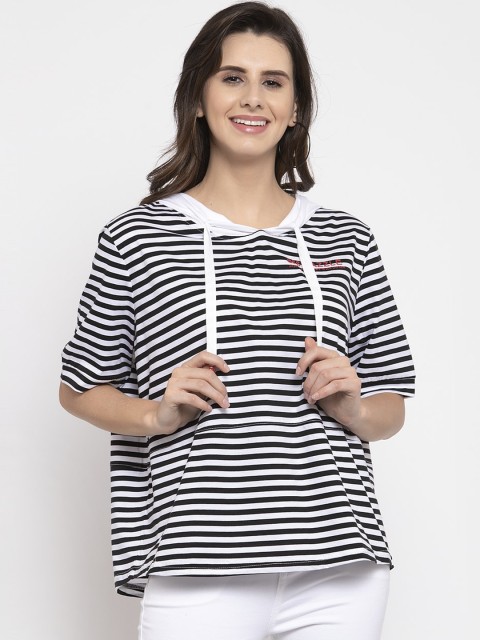 

Global Republic Black Striped Hooded Regular Top