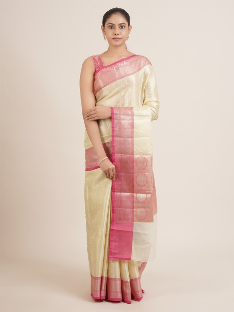 

Pothys Cream-Coloured Woven Design Tissue Saree