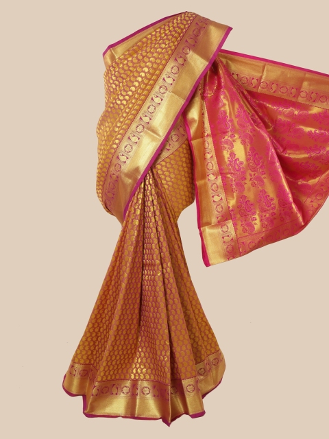 

Pothys Pink & Gold Woven Design Zari Pure Silk Kanjeevaram Saree