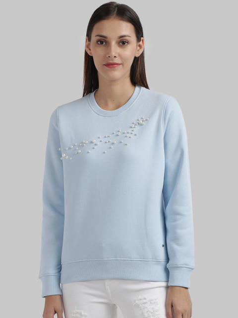 

Parx Women Blue Beaded Detail Sweatshirt