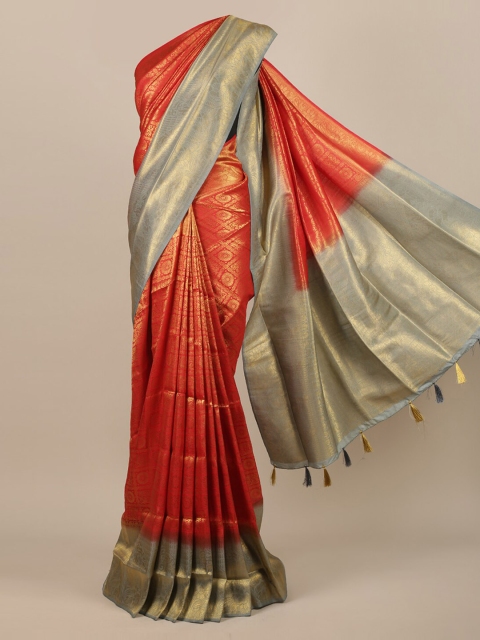 

Pothys Red Woven Design Zari Jute Silk Saree