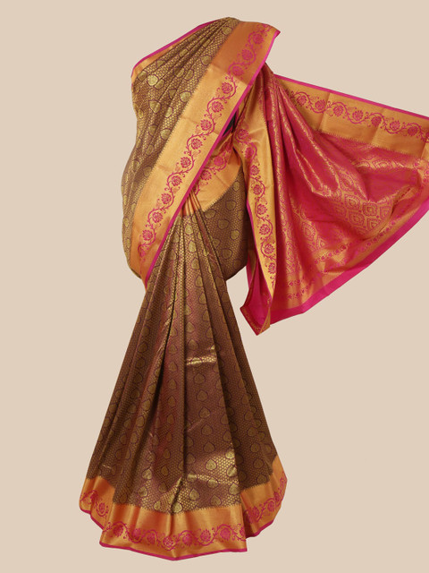 

Pothys Burgundy & Gold Woven Design Zari Pure Silk Kanjeevaram Saree