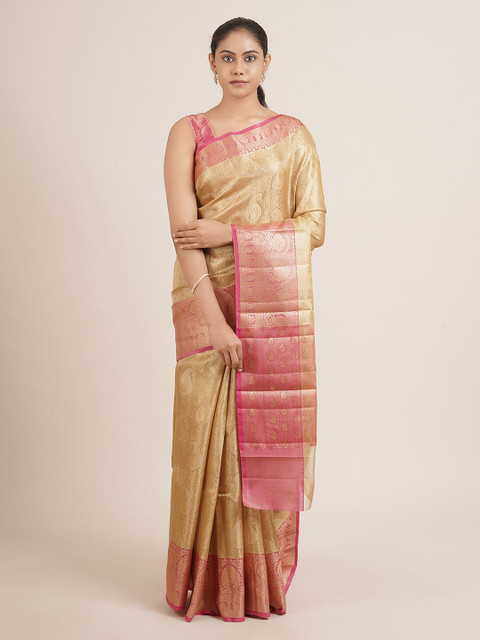 

Pothys Gold-Toned Woven Design Tissue Saree